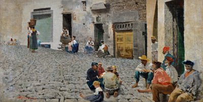 Sjömän i Riomaggiore, ca 1892-93 (olja på duk) av Telemaco Signorini
