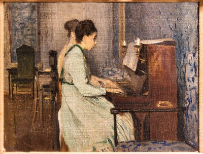 Pianolektionen av Telemaco Signorini
