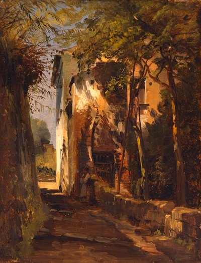 En landsväg i Sorrento (olja på duk) av Teodoro Duclere