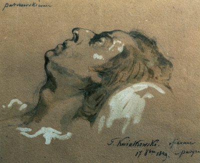 Den polske kompositören och pianisten Frederic Chopin (1810-1840) på sin dödsbädd, skiss av Teofil Kwiatkowski (1809-1891) av Teofil Kwiatkowski