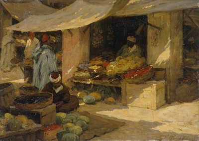 Fruktmarknad, Tanger (olja på duk) av Terrick Williams