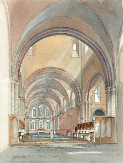Kör och presbyterium i Lilleshall Abbey, c1200-talet, c1990-2010 av Terry Ball