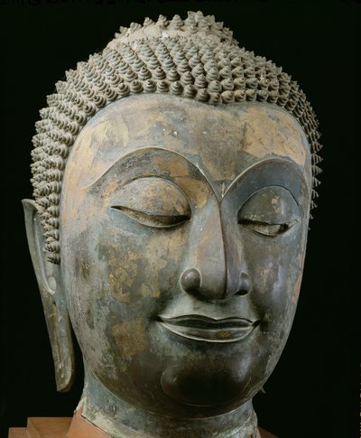 Huvudet av en gigantisk Buddha (brons) av Thai