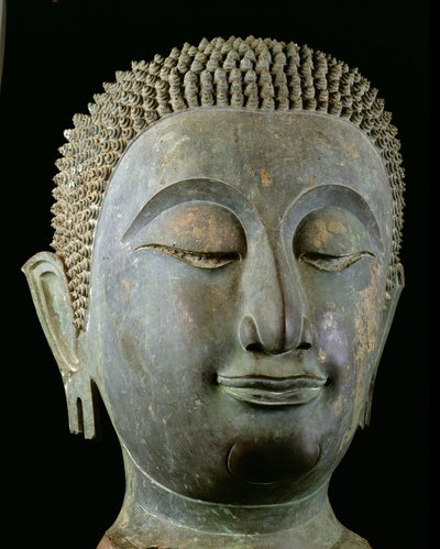 Huvudet av en gigantisk Buddha (brons) av Thai