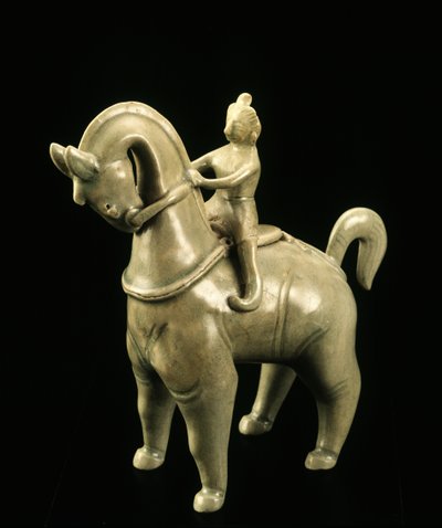Ryttarefigur, Sukhothai-period, 1300-1400-tal (glaserat stengods) av Thai School