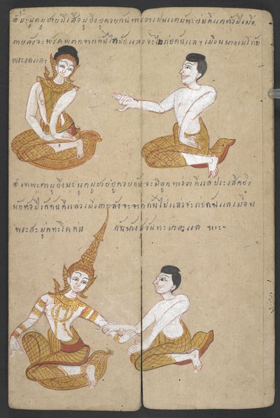 Eller 16455 f.19r, Lyckliga och oturliga kombinationer av par, från Phrommachat (pergament) av Thai School