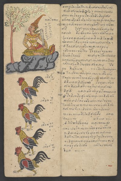 Eller 16455 f.9r, Djur från zodiaken, från Phrommachat (pergament) av Thai School
