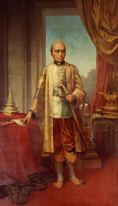 Porträtt av kung Phra Buddha Lertla Napalai av Thai School
