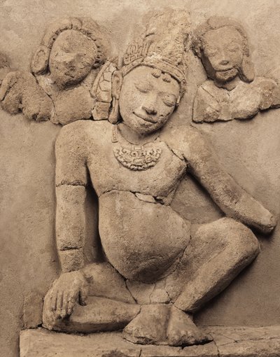 Relief, från Chedi Chula Pathom, Dwaravati School (stuckatur) av Thai School
