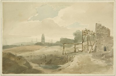 Gammal brandbil som användes vid utgrävning av New Cut (mellan Ropewalk och Clift House) (penna och akvarell på papper) av The Rev. John Eagles