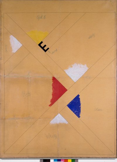 Oavslutad affisch för Van Doesburg-utställningen (blandade media av Theo van Doesburg