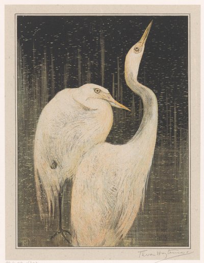 Två hägrar av Theo van Hoytema (signed by artist)