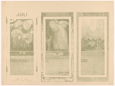 Kalendrar för juli, augusti och november 1910 av Theo van Hoytema