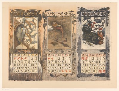Kalendrar för oktober, september och december 1903 av Theo van Hoytema