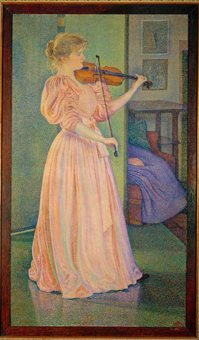 Porträtt av violinisten Irma Sethe (målning på duk) av Theo van Rysselberghe