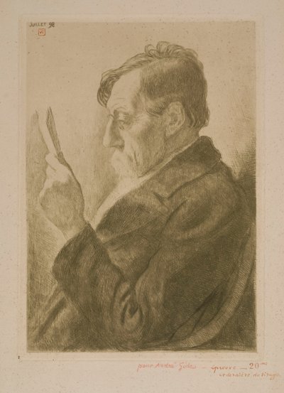 Porträtt av författaren Émile Verhaeren, läsande av Théo van Rysselberghe