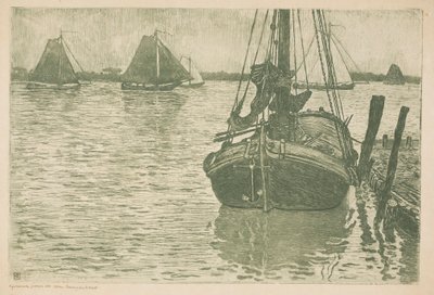 Fartyg i regnet av Théo van Rysselberghe