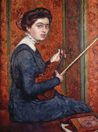 Kvinna med fiol av Théo van Rysselberghe