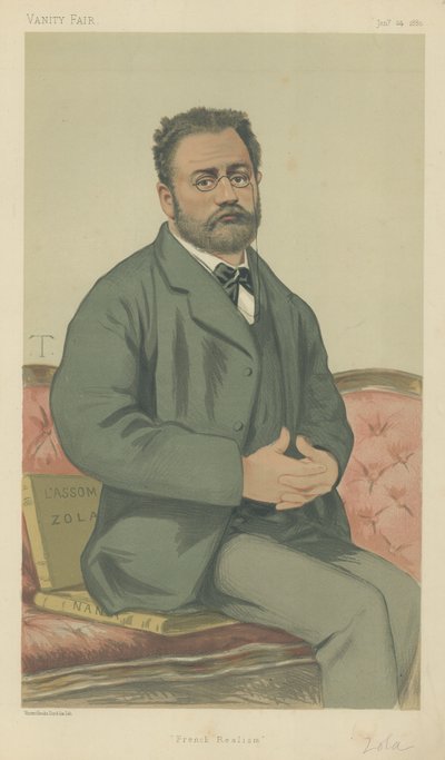 Emile Zola (färg litho) av Theobald Chartran