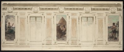Skiss för vigselrummet i Courbevoies stadshus: Fileuse. Bröllopet. Berger, år 1884 (olja på duk) av Theobald Chartran