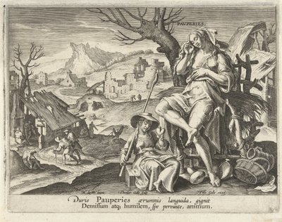 Fattigdom föder ödmjukhet Cycle of Human Action (serietitel) Circvlvs Vicissitvdinis Rervm Hvmanarvm (serietitel) av Theodoor Galle