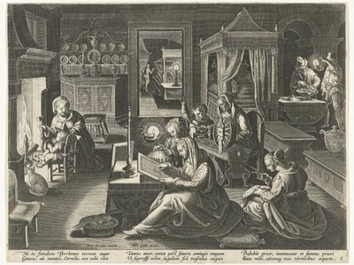 Cornelia, den dygdiga moder till Gracchi Berömda romerska kvinnor (serietitel) av Theodoor Galle
