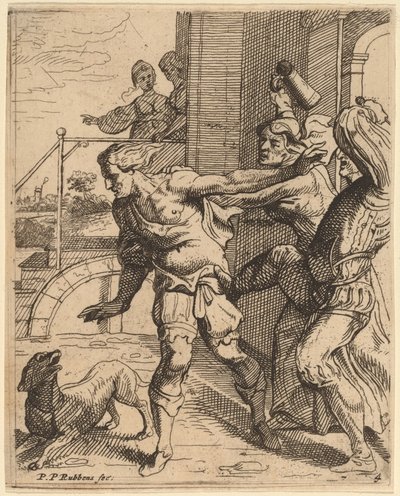 Den förlorade sonen driven från krogen av Theodoor van Thulden after Sir Peter Paul Rubens