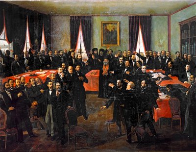 Proklamation av unionen mellan furstendömena Rumänien ... (målning på duk) av Theodor Aman