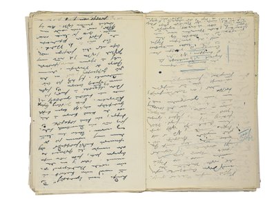 Autografmanuskriptutkast till artiklar om Berlins liv och samhälle, tillsammans med ett fragment av ett utkast till en roman, ca 1878-94 (penna och bläck på papper) av Theodor Fontane