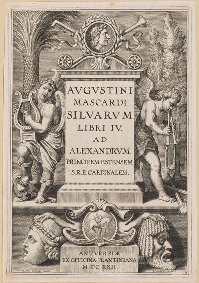 Titelsida för Agostino Mascardi, Silvarium Libri IV av Theodor Galle after Sir Peter Paul Rubens