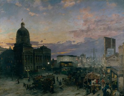 Washington Street, Indianapolis i skymningen av Theodor Groll