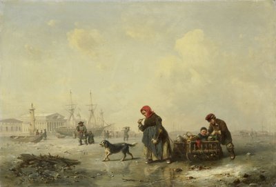 The Newa i St Petersburg (Leningrad) på vintern av Theodor Hildebrandt