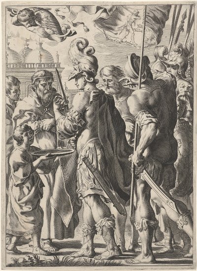 Alexander den store skär den gordiska knuten, 1600-talet av Theodor Matham