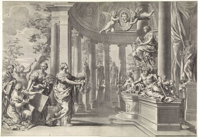 Allegorisk representation: visdomens tempel (Sapienta) av Theodor Matham