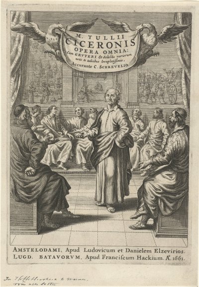 Ciceron och diskuterande figurer Titelsida för: Cicero, opera omnia, 1661 av Theodor Matham