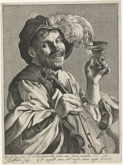 Man med fiol och rummar av Theodor Matham