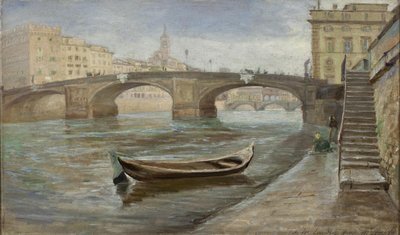 En mulen dag i Florens nära Ponte Santa Trinità av Theodor Philipsen