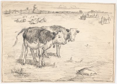 Ett par kalvar på "Fladen", Saltholm av Theodor Philipsen