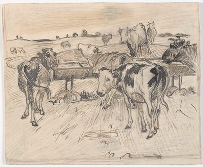 Kalvar vid Gammelgårds brunn av Theodor Philipsen