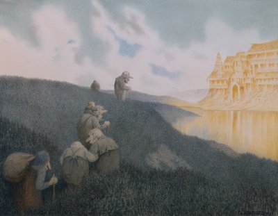 På väg till fest på Trollslottet av Theodor Kittelsen