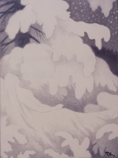 Sovande kvinna i pärlor och linne av Theodor Kittelsen