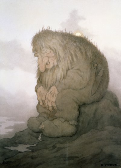 Trollet som undrar hur gammal han är av Theodor Kittelsen