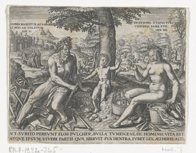 Bellenbladend jongetje Adelns och allmänningens emblem.../ Stam und Wapenbuchlein... (serietitel) av Theodor de Bry (attributed to)