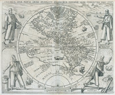 En karta över Amerika, 1590-1601 av Theodor de Bry