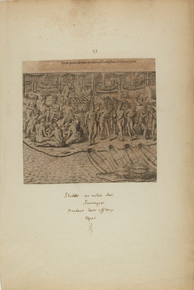 De Iss qui Acciderunt in Reditu Post Comestum Illud Mancipium. (från boken Americae, del tre) av Theodor de Bry