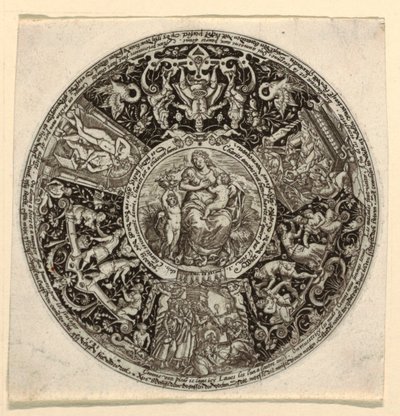Design för en graverad Tazza med en allegori om välgörenhet av Theodor de Bry