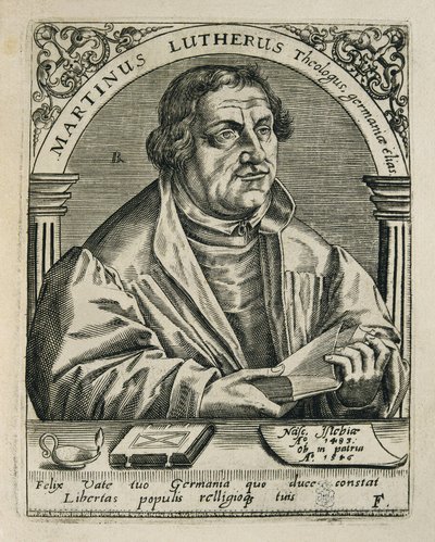 LUTHER, Martin (1483-1546). tysk religiös reformator. Gravyr. SPANIEN. MADRID (AUTONOMA GEMENSKAPEN). Madrid. Nationalbiblioteket av Theodor de Bry