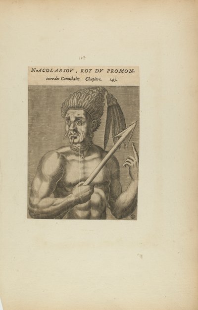 Nacol-Absov, Roi Du Promon-/toire des.... (från boken Les Vrais Pourtraits et Vies des Hommes Illustres) av Theodor de Bry