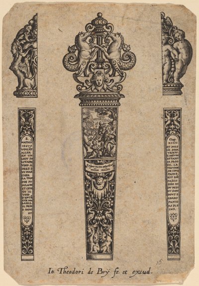 Prydnad för knivhandtag av Theodor de Bry