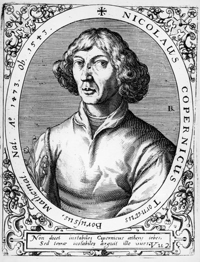 Porträtt av Mikolaj Kopernik känd som Nicolaus Copernicus (Torun av Theodor de Bry